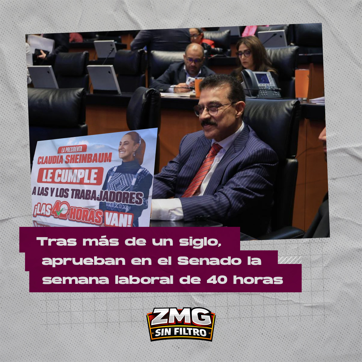 Cámara alta aprueba reducir trabajo a 40 horas; Carlos Lomelí participa