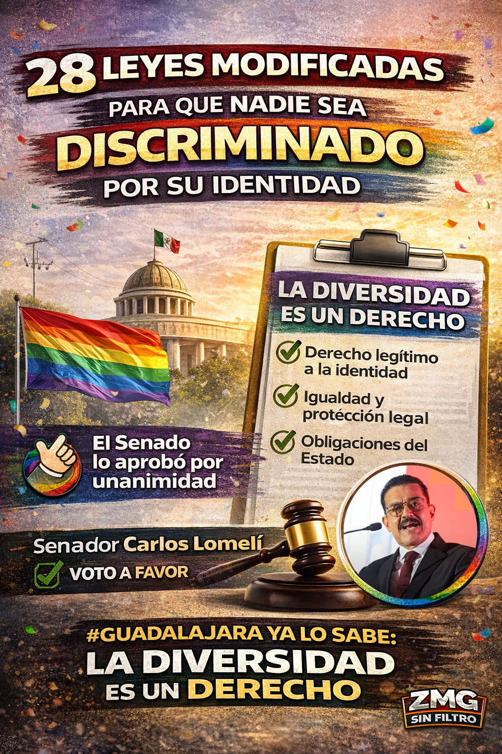 Senado da luz verde para ajustar 28 leyes en favor de la comunidad LGBTIQ+