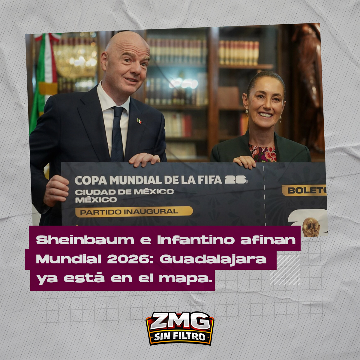 Sheinbaum e Infantino afinan detalles del Mundial 2026 en Palacio Nacional