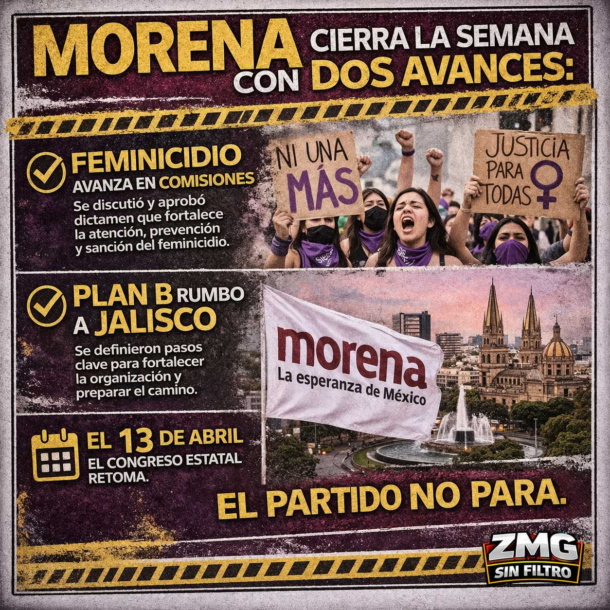 Morena cierra semana – feminicidio y Plan B avanzan