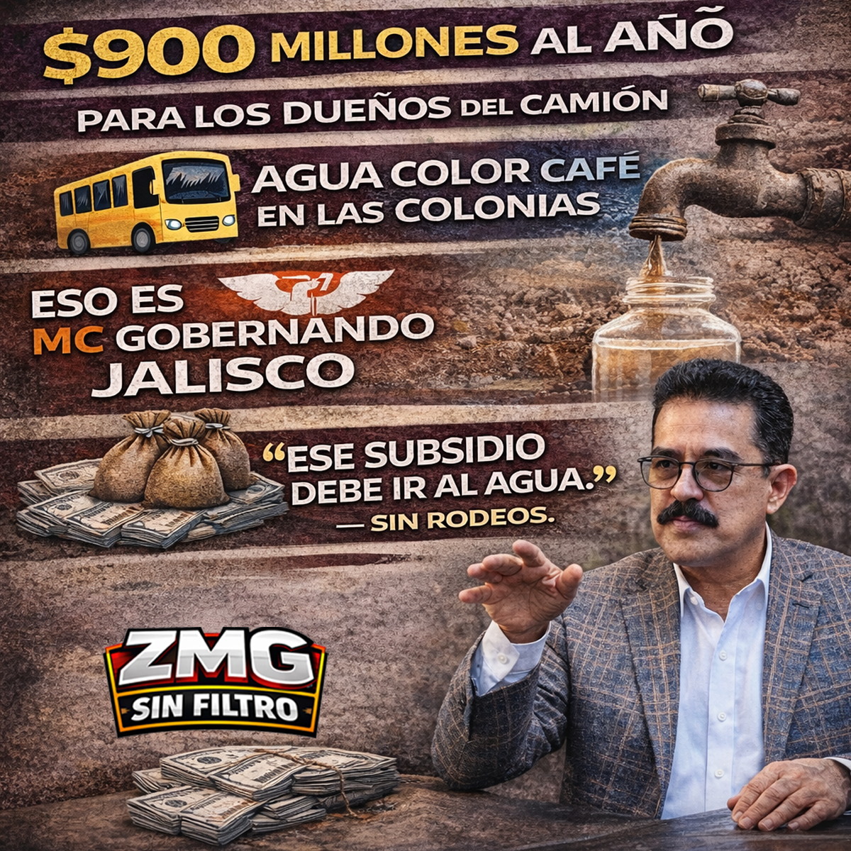 900 mdp al año para camioneros – agua color café en las colonias