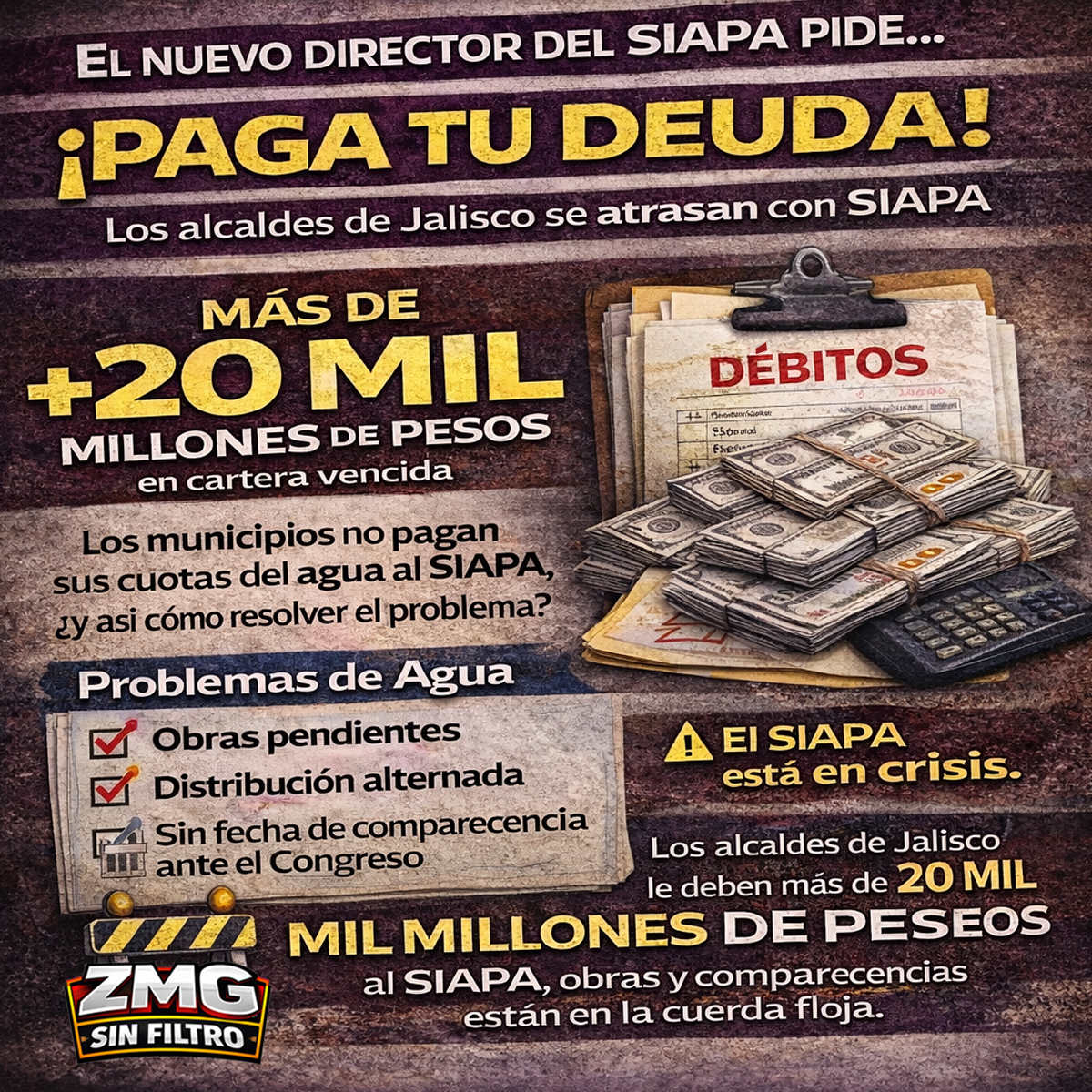 Director SIAPA con deuda municipal de 20 mil mdp – primera semana al frente