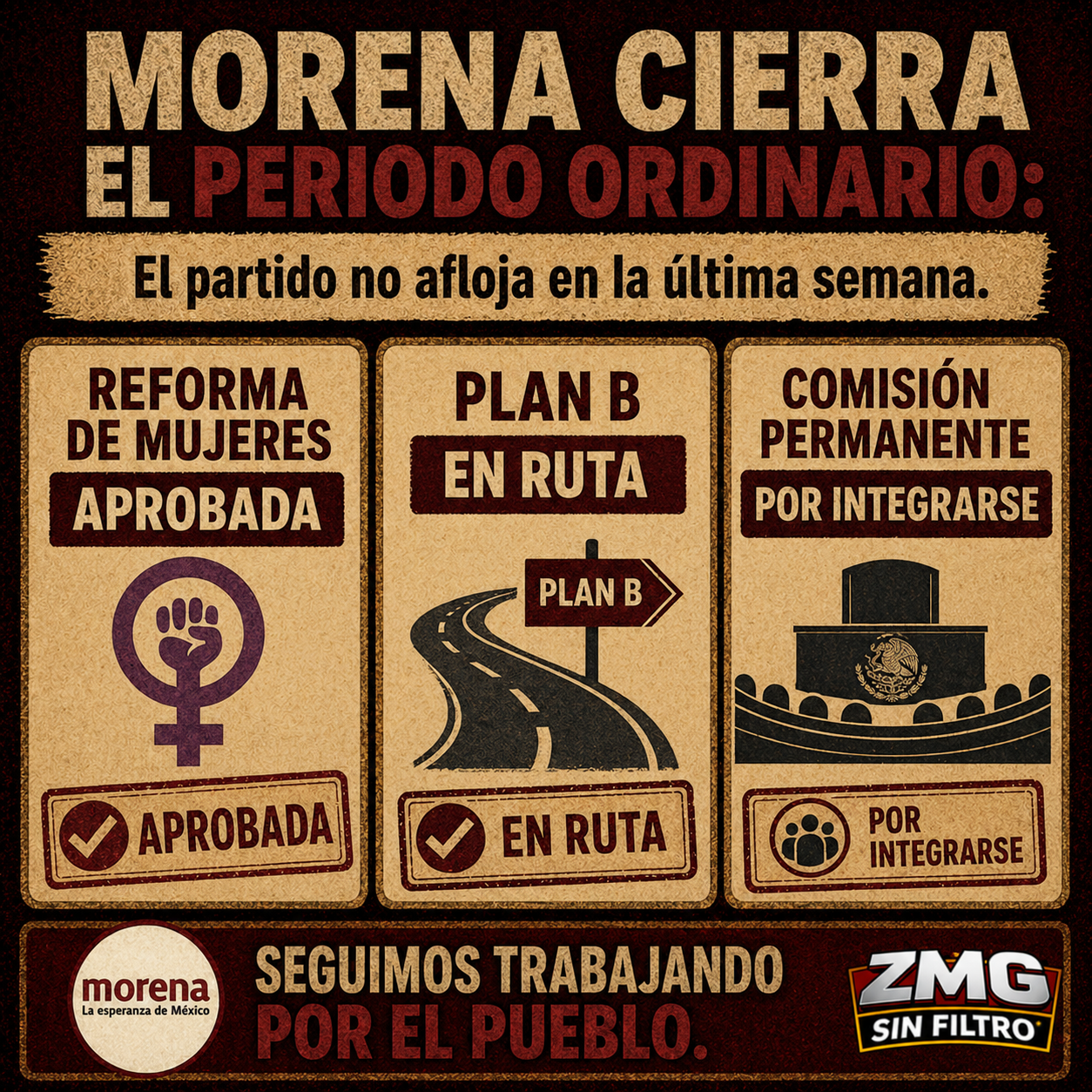 Morena llega al cierre del periodo con agenda cumplida