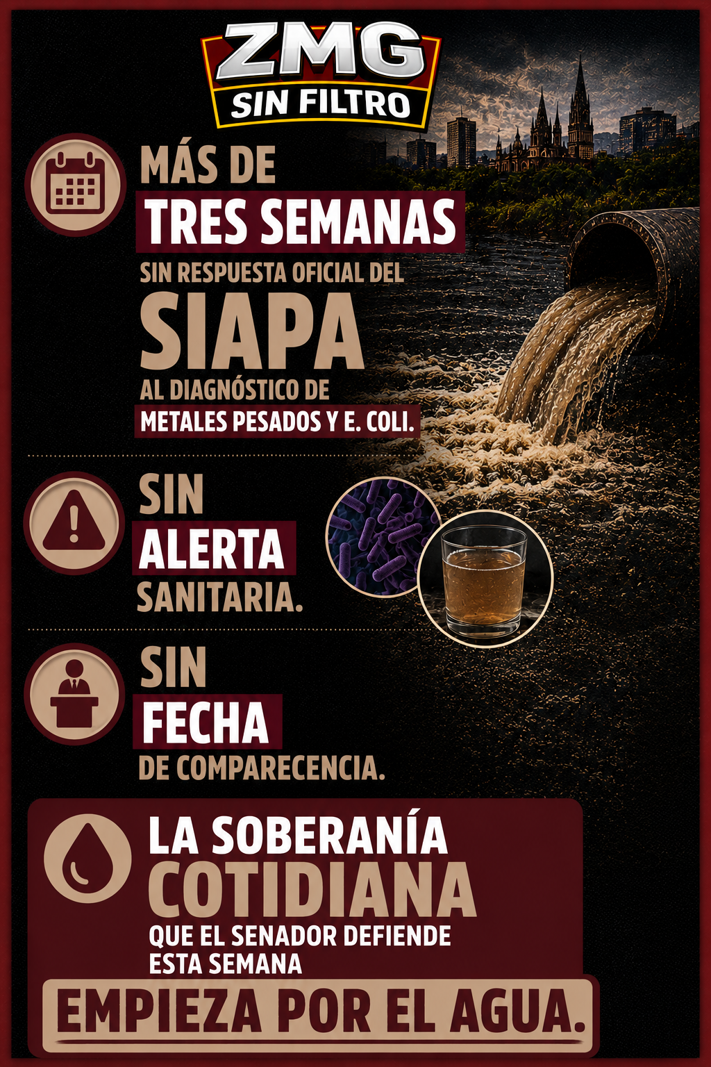 SIAPA sin respuesta al diagnóstico de metales pesados – más de tres semanas de silencio