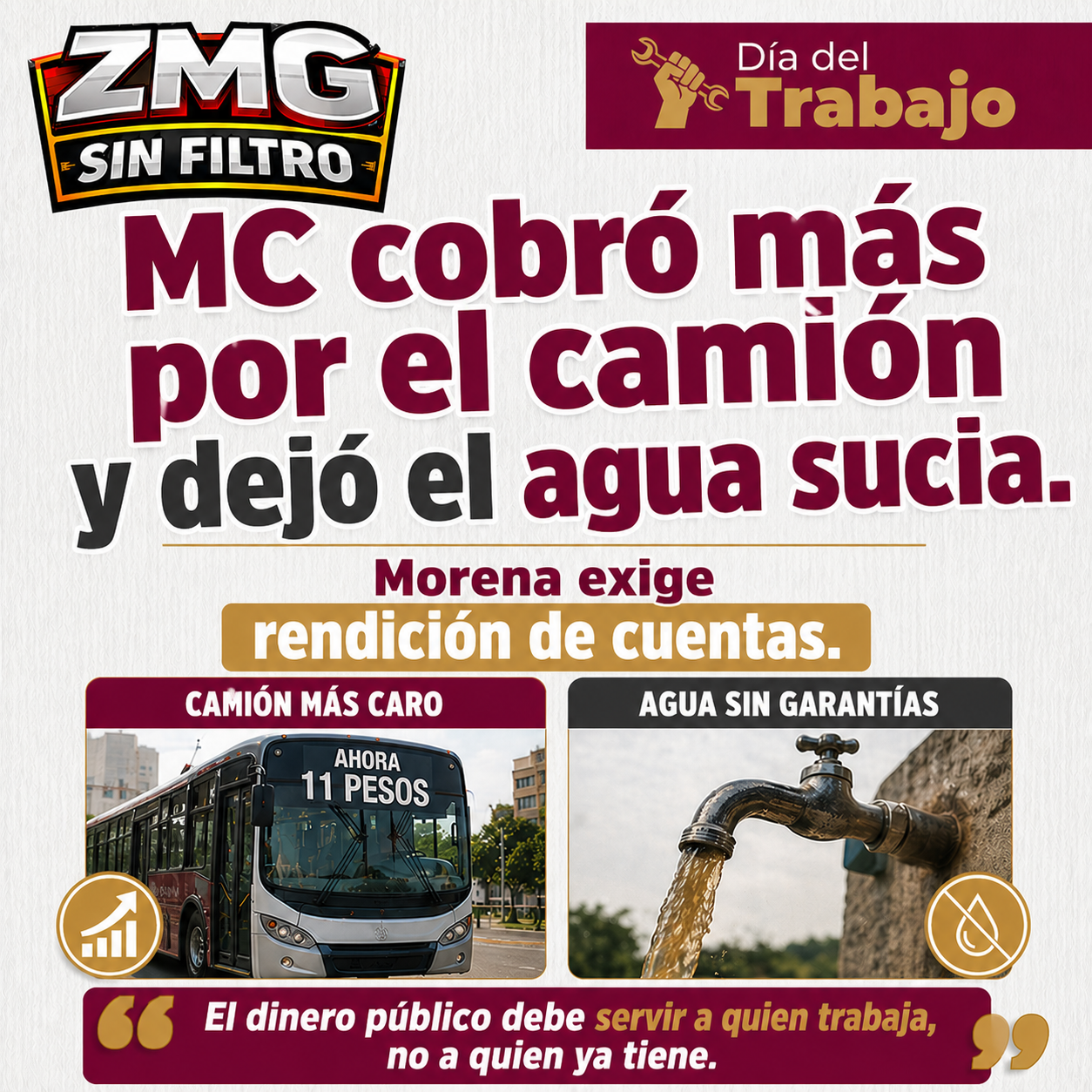 Morena: el Día del Trabajo es exigencia – MC cobró más y dio menos en Jalisco