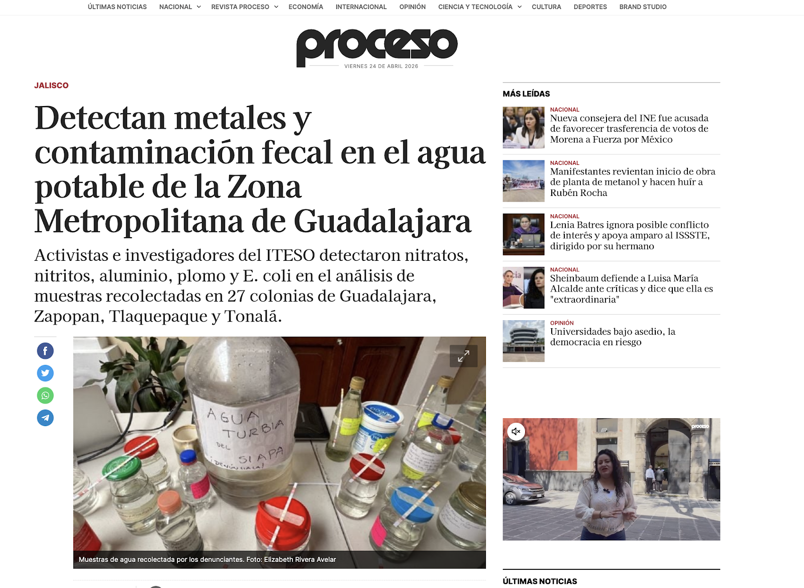 SIAPA sin respuesta al diagnóstico de metales pesados – más de una semana de silencio