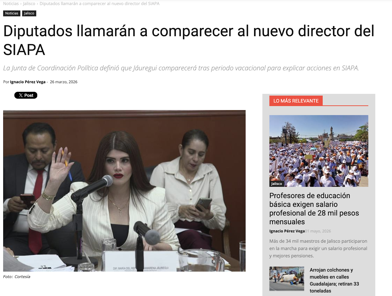 Congreso de Jalisco sin citar al director del SIAPA – mayo arranca sin fecha