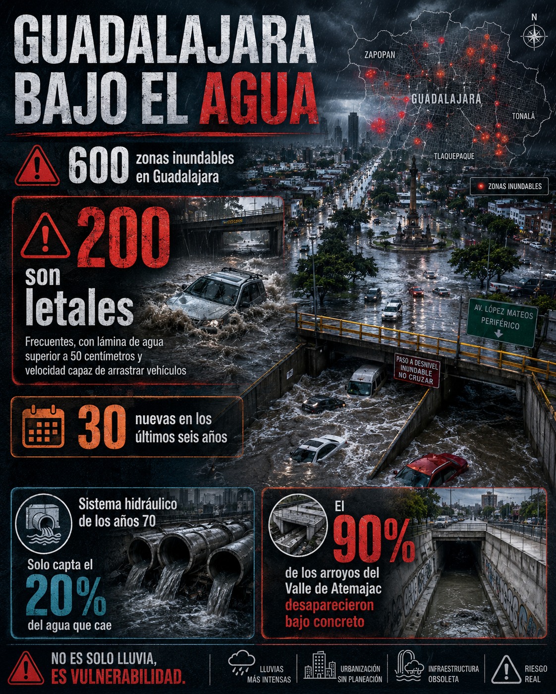 Lomelí recibe diagnóstico de riesgo hídrico: Guadalajara tiene 200 puntos de inundación letales