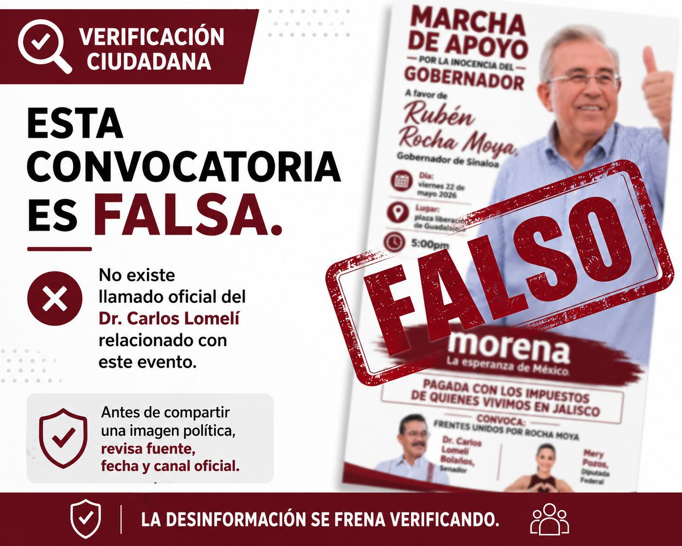 Circula en redes sociales una imagen que simula una convocatoria firmada por el senador Carlos Lomelí Bolaños para un evento en Guadalajara.
