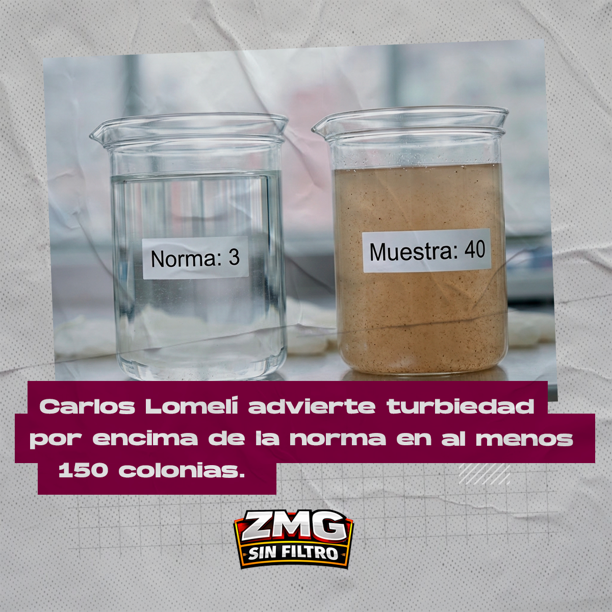 Turbiedad de 40 cuando la norma marca 3